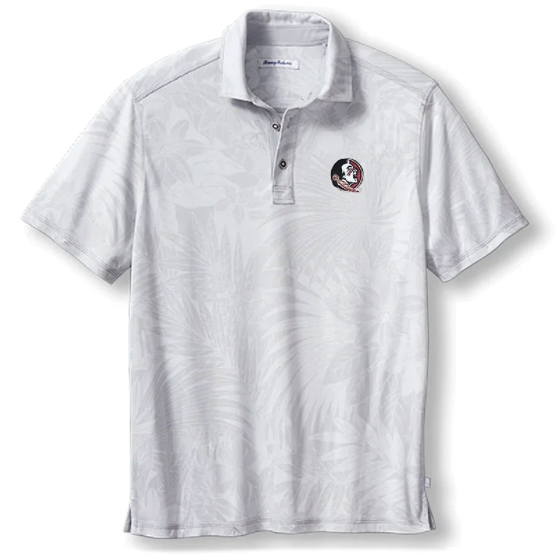 Men's Shirts with Asymmetrical HemlinesTommy Bahama Men's Seminole Logo Sport Santiago Paradise Polo - Grey Men's Shirts with Asymmetrical HemlinesTommy Bahama Men's Seminole Logo Sport Santiago Paradise Polo - Grey
