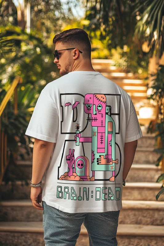 Men's Shirts with Lace-Up HemlinesBrain Dead Oversized Back Graphic Plus Size Printed Tshirt Men's Shirts with Lace-Up HemlinesBrain Dead Oversized Back Graphic Plus Size Printed Tshirt