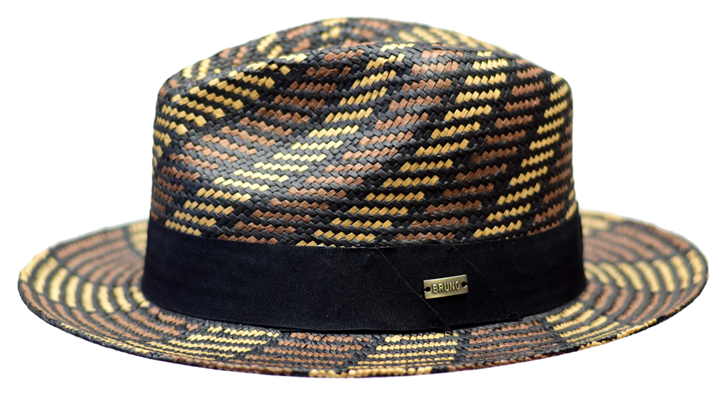 Cool Snapback HatsNatural/Brown/Black Men's Natural Straw Fedora Hand-Made Snap Brim Inkwell Collection