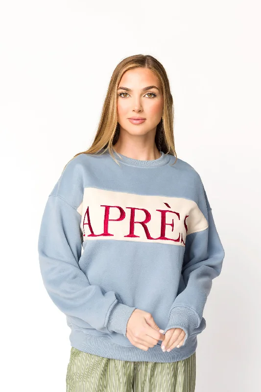 Casual Men's Pullover SweatersAprès Colorblocked Crewneck in Stone Blue