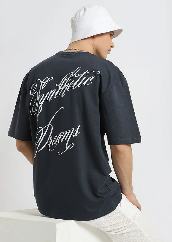 Men's Shirts with Surplice HemlinesDark Gray Oversized T-shirt