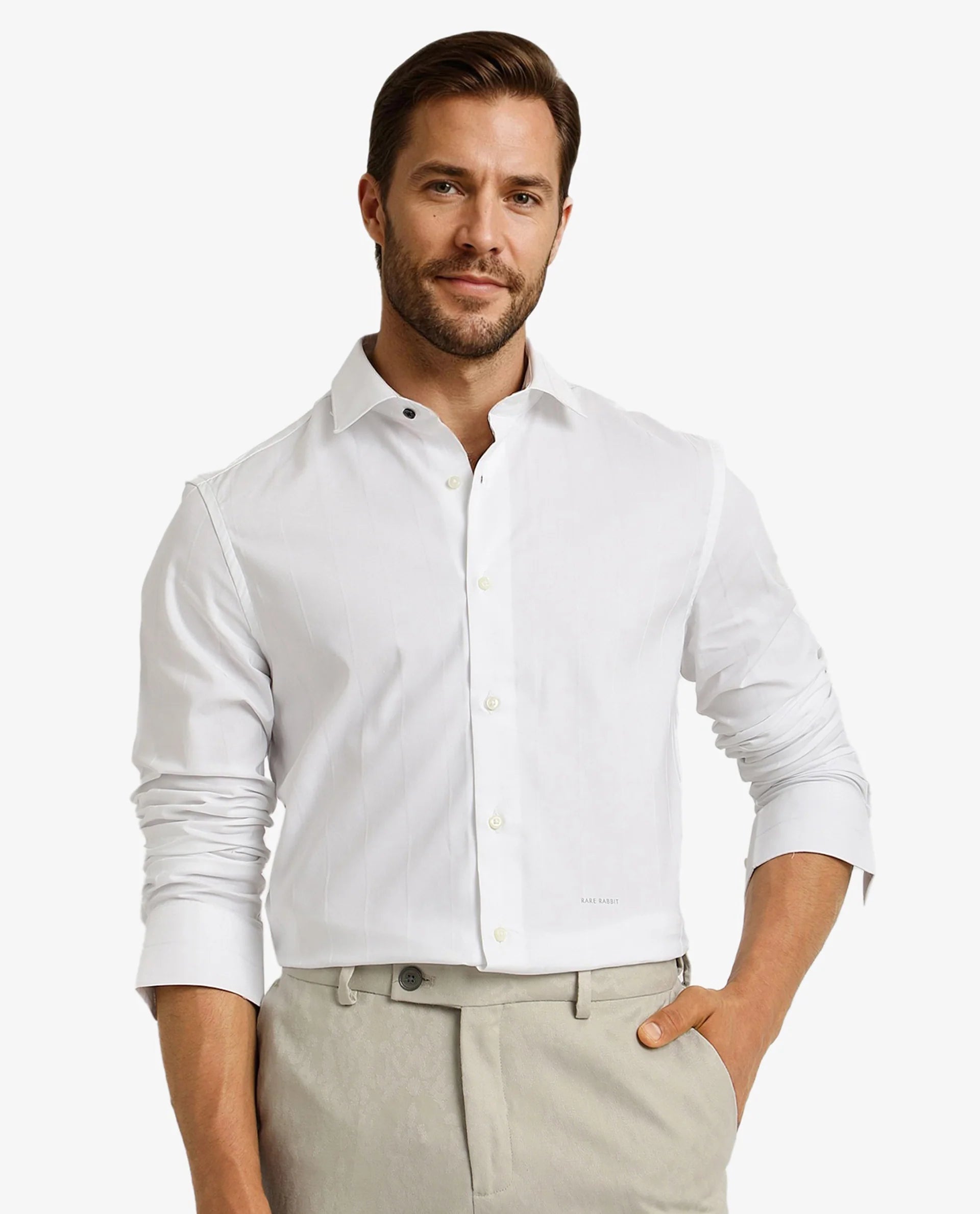 Men's Bamboo Fiber Shirts for Softness and BreathabilityRare Rabbit Men Vista-1 White Cotton Polyester Lycra Fabric Full Sleeve Regular Collar Self Stripe Dobby Shirt Men's Bamboo Fiber Shirts for Softness and BreathabilityRare Rabbit Men Vista-1 White Cotton Polyester Lycra Fabric Full Sleeve Regular Collar Self Stripe Dobby Shirt