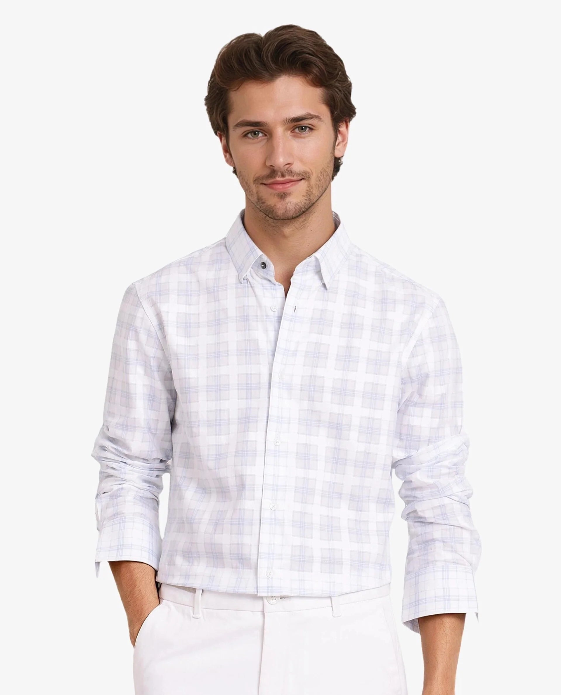 Men's Patterned Dress Casual Shirts for Smart-Casual EventsRare Rabbit Men Vory White Cotton Fabric Full Sleeve Regular Collar Button Closure Regular Fit Checks Shirt Men's Patterned Dress Casual Shirts for Smart-Casual EventsRare Rabbit Men Vory White Cotton Fabric Full Sleeve Regular Collar Button Closure Regular Fit Checks Shirt