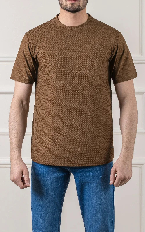 Men's Tailored Shirts for a Professional AppearanceT SHIRT ROUND NECK BROWN