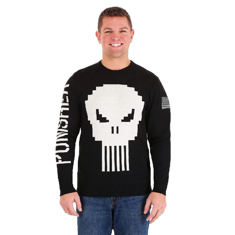 Fitted Men's Slim-Fit SweatersMarvel Comics The Punisher Skull Men's Sweater, Black