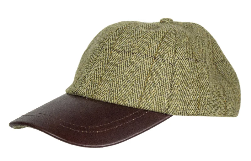 Novelty Trucker HatsHW59 - Leather Peak Tweed Baseball Cap - SAGE (5433/21)