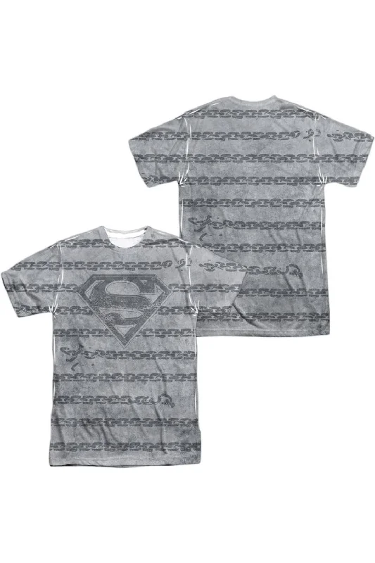 Men's Shirts with Embroidered DesignsSuperman Breaking Chains All Over (Front/Back Print) Short Sleeve Adult 100% Poly Crew Tee / T-Shirt