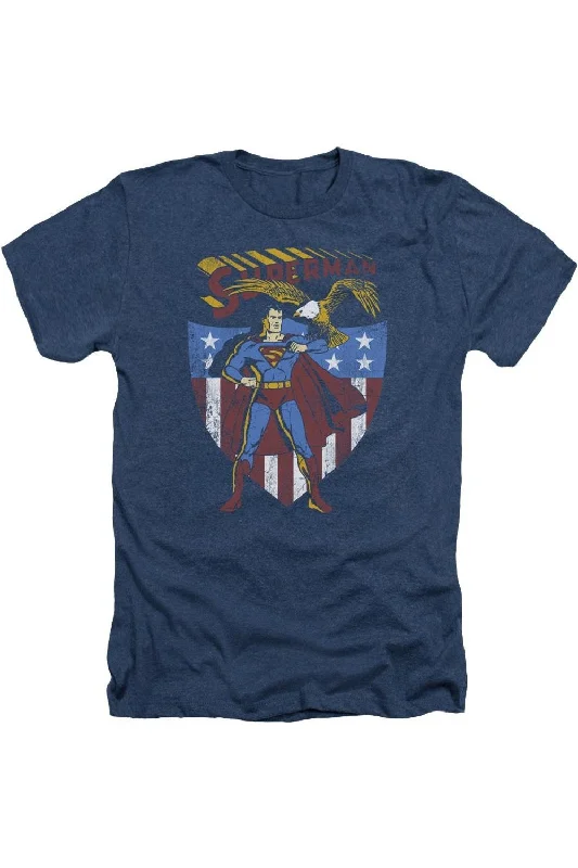 Men's Shirts with Embellished CollarsSuperman All American Adult Heather Tee / T-Shirt Men's Shirts with Embellished CollarsSuperman All American Adult Heather Tee / T-Shirt