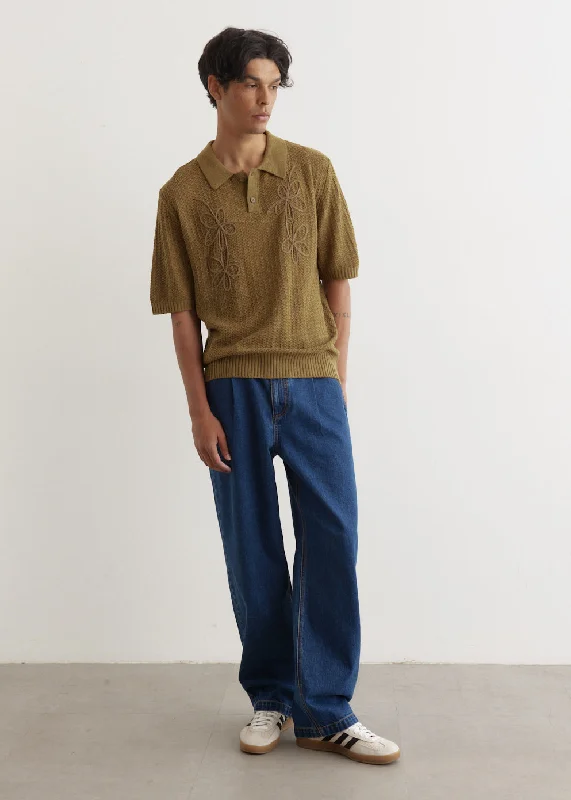 Men's Shirts with Roll-Up SleevesSurveillance Embroidered Polo
