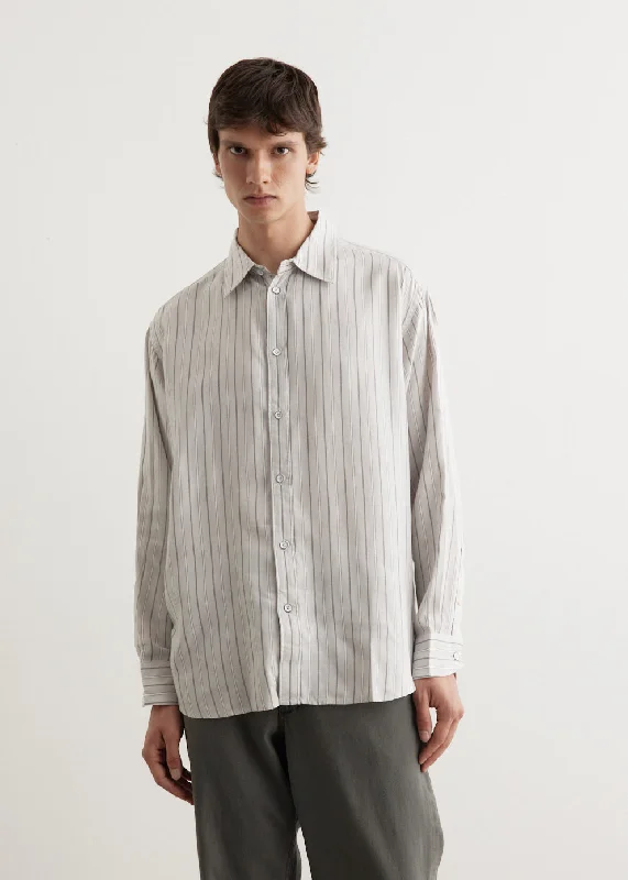 Men's Shirts with Zippered PocketsMatthew Stripe Long Sleeve Shirt