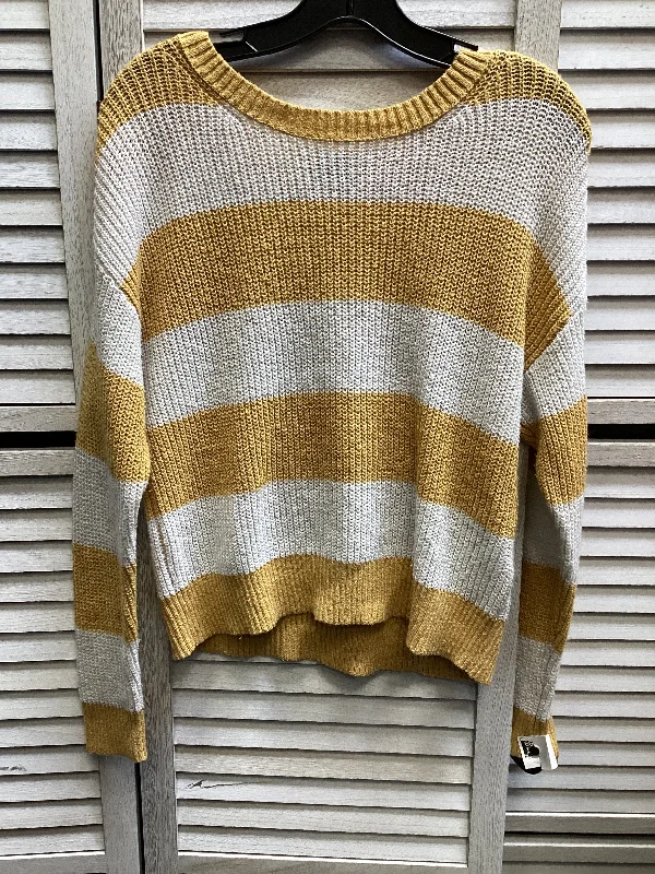 Warm Men's Hooded SweatersSweater By American Eagle In White & Yellow, Size: M