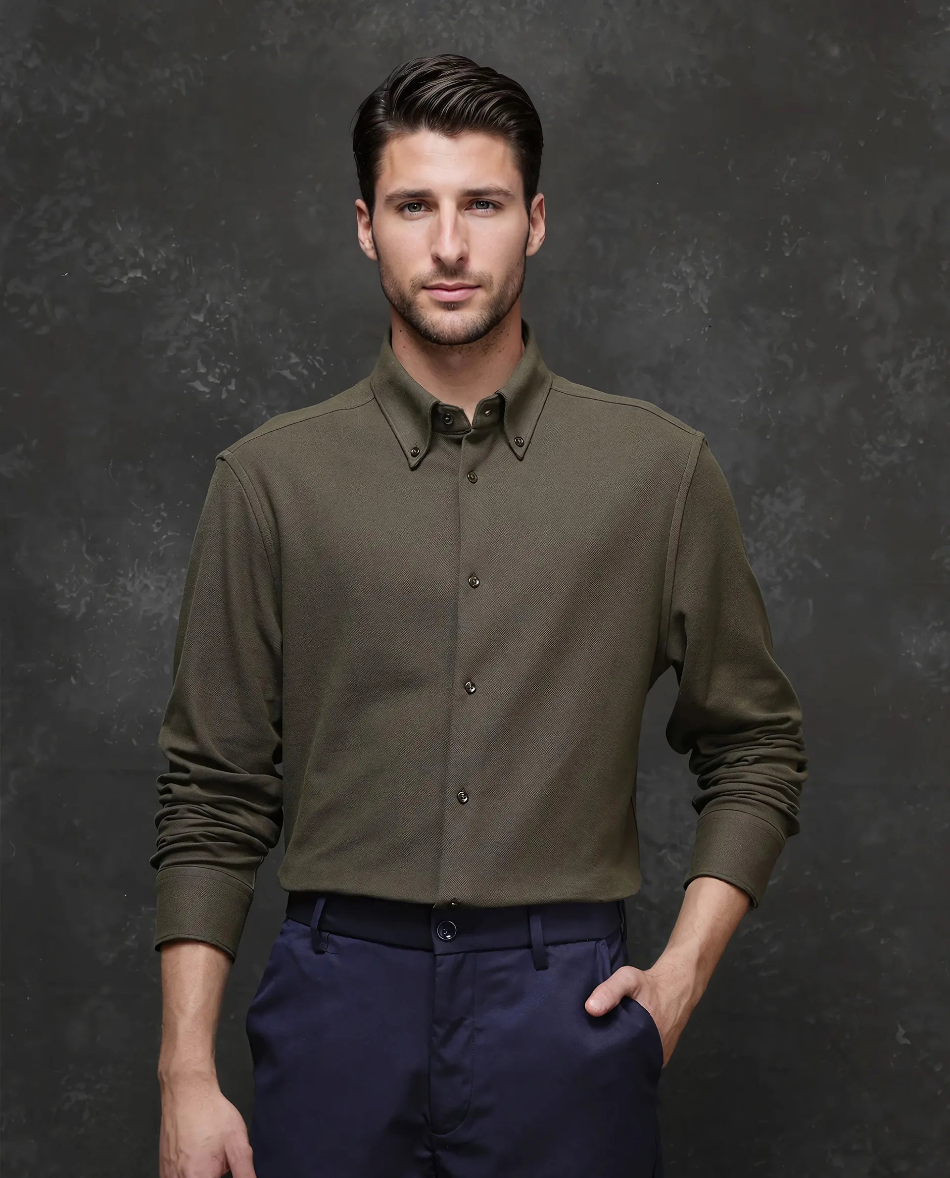 Men's Limited Edition Shirts for ExclusivityRare Rabbit Men Vane Dark Olive Cotton Fabric Full Sleeves Regular Collar Regular Fit Plain Shirt Men's Limited Edition Shirts for ExclusivityRare Rabbit Men Vane Dark Olive Cotton Fabric Full Sleeves Regular Collar Regular Fit Plain Shirt