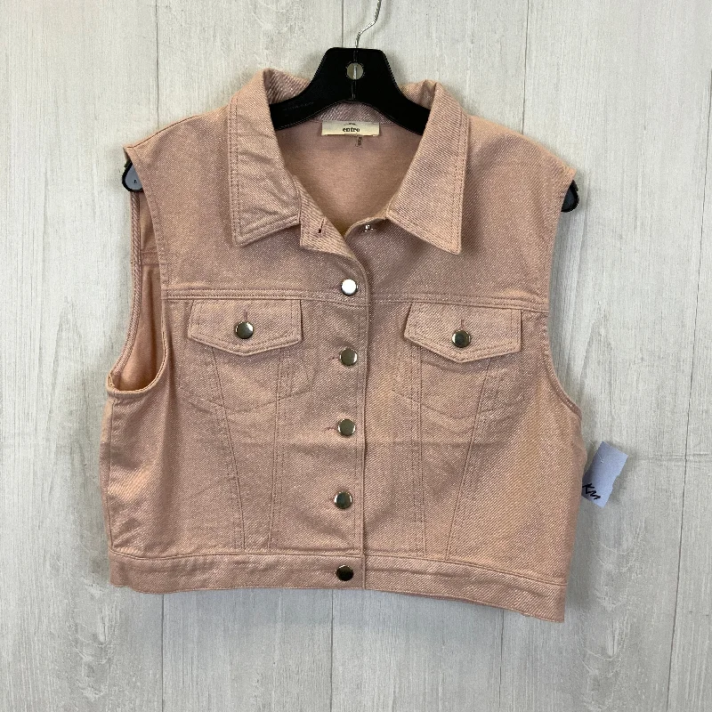 Men's Coats with Magnetic ClosuresVest Other By Entro In Pink Denim, Size: L