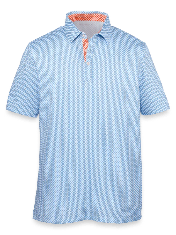 Men's Shirts with Hook-and-Loop ClosuresPerformance Blend Three Button Polo - Blue
