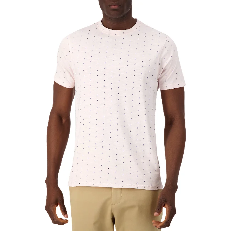 Comfortable Men's Polo ShirtsShort Sleeve Shirt with Flamingo Print in Pink