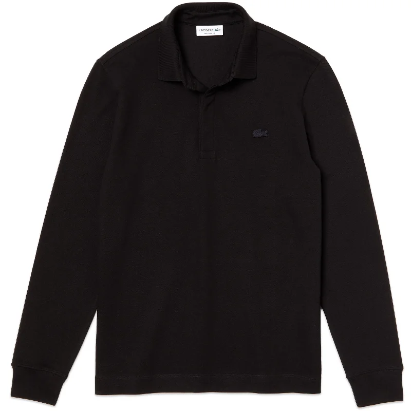 Men's Shirts with Asymmetrical HemlinesLacoste Long Sleeve Paris Stretch Polo PH2481 - Black