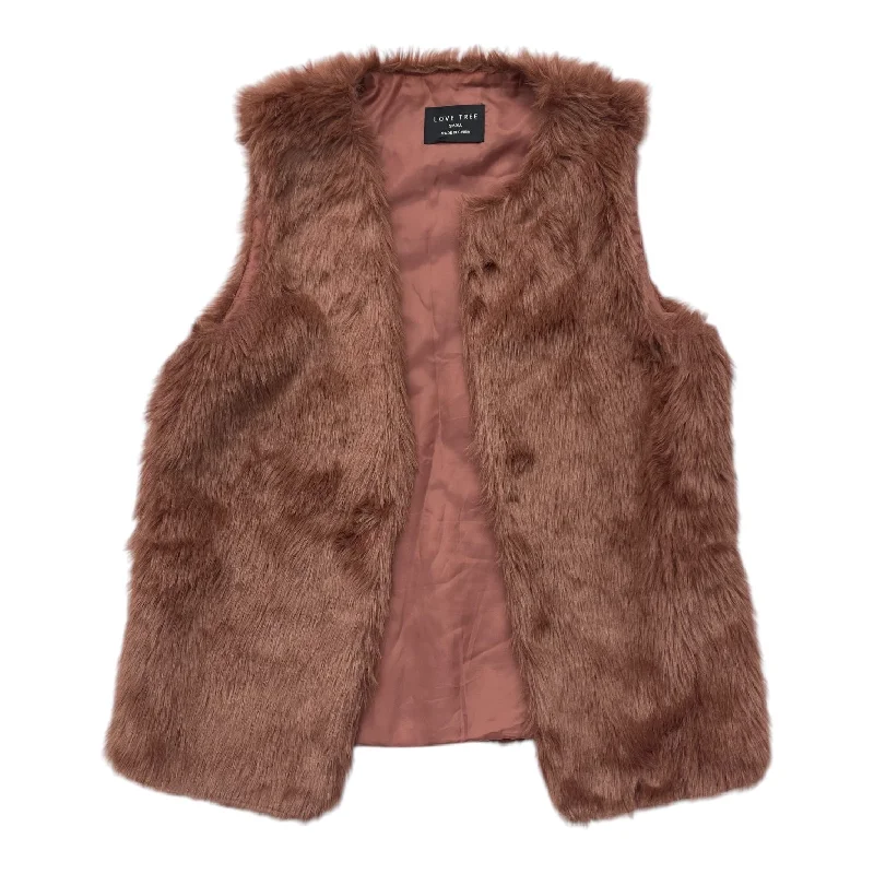 Cool Men's Pea CoatsVest Faux Fur & Sherpa By Love Tree In Pink, Size: S