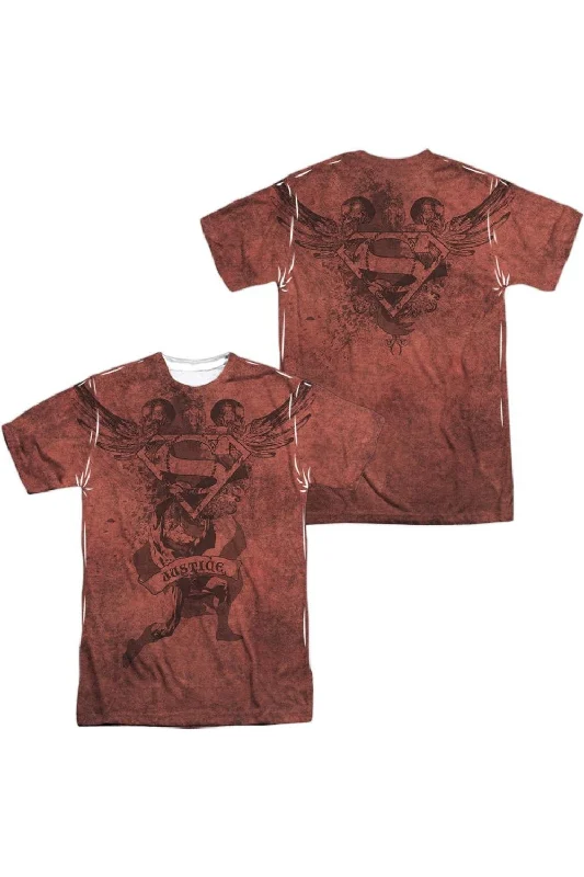 Men's Long-Sleeved ShirtsSuperman Justice Upheld (Front/Back Print) Short Sleeve Adult 100% Poly Crew Tee / T-Shirt