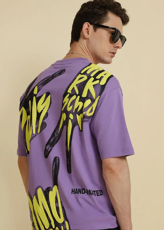 Men's Shirts with Embroidered DesignsEmbossed Purple Oversized T-shirt