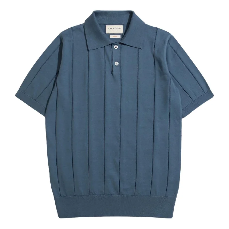 Men's Shirts with Belt LoopsJacobs Punched Stripe Polo Aegean Blue