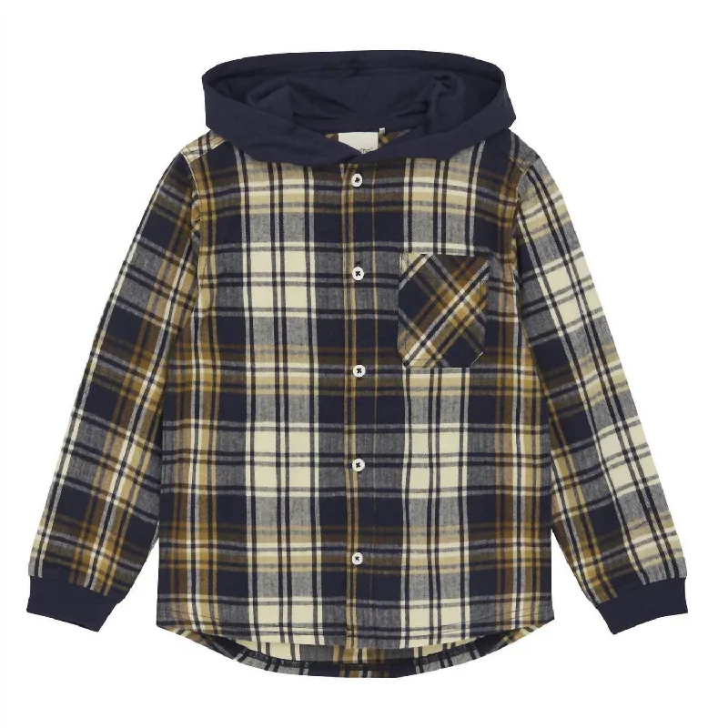 Men's Neutral-Tone Shirts for Versatile StylingPlaid Shirt Hoodie In Black