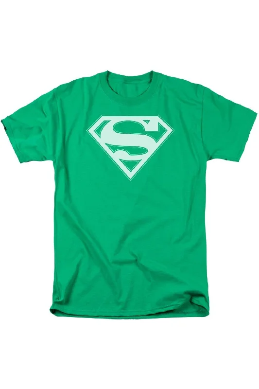 Breathable Men's Mesh TopsSuperman Green & White Shield Short Sleeve Adult Tee / T-Shirt