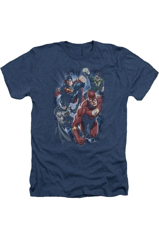 Men's Sleeveless TopsJustice League of America Storm Chasers Adult Heather Tee / T-Shirt Men's Sleeveless TopsJustice League of America Storm Chasers Adult Heather Tee / T-Shirt