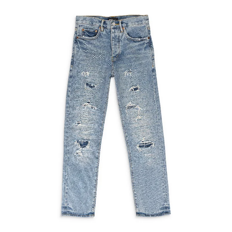 Trendy Men's JeansVINTAGE LASER REPAIR Indigo SKINNY JEANS