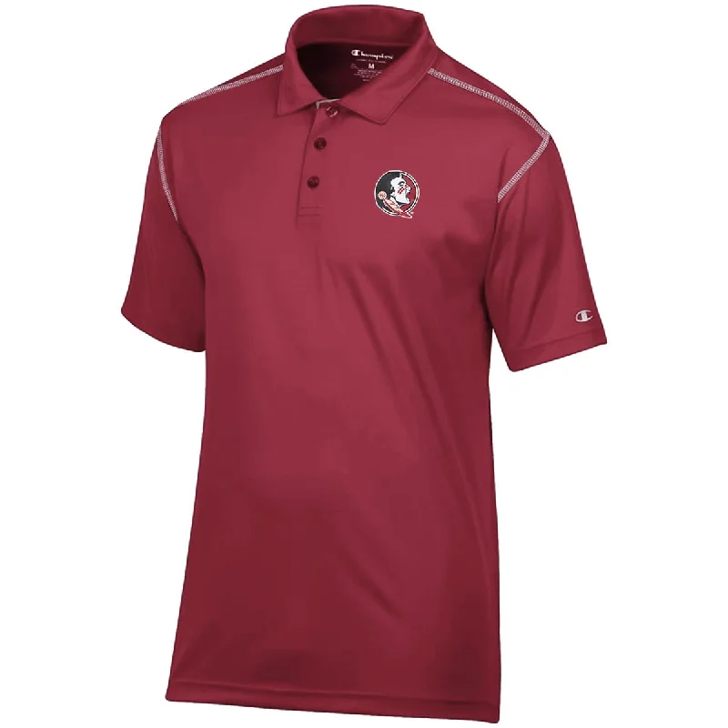 Men's Shirts with Patchwork SleevesChampion Men's Seminole Logo Performance Polo - Garnet Men's Shirts with Patchwork SleevesChampion Men's Seminole Logo Performance Polo - Garnet