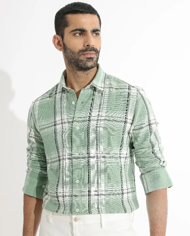 Men's Smart Casual Shirts for Business Casual SettingsRare Rabbit Men's Taverna Green Full Sleeves Checks Shirt