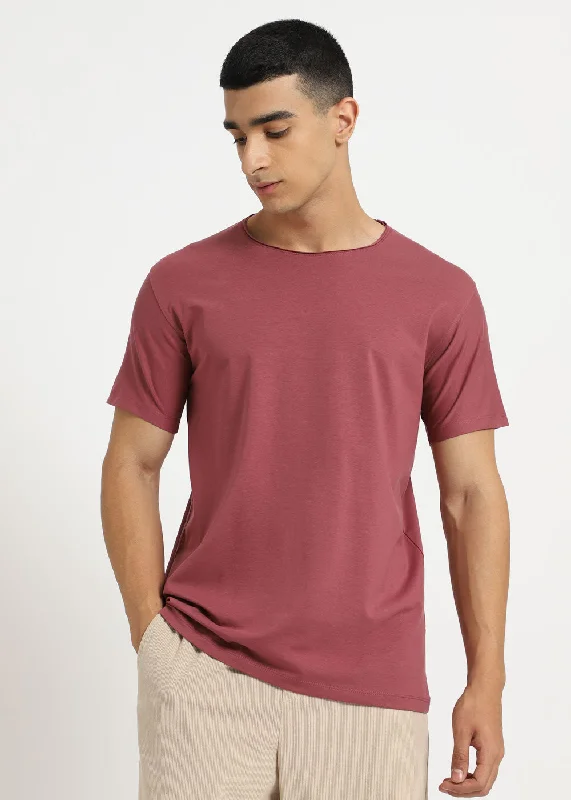Men's Shirts with Snap ButtonsSalmon Pink Crew neck T-shirt