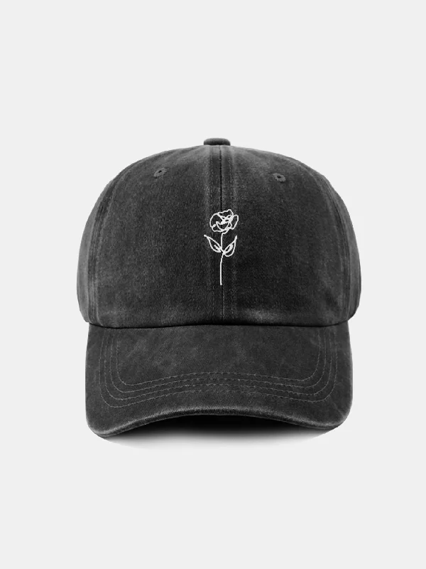 Formal Derby CapsLine Rose Pattern Washed Cotton Decorative Baseball Cap