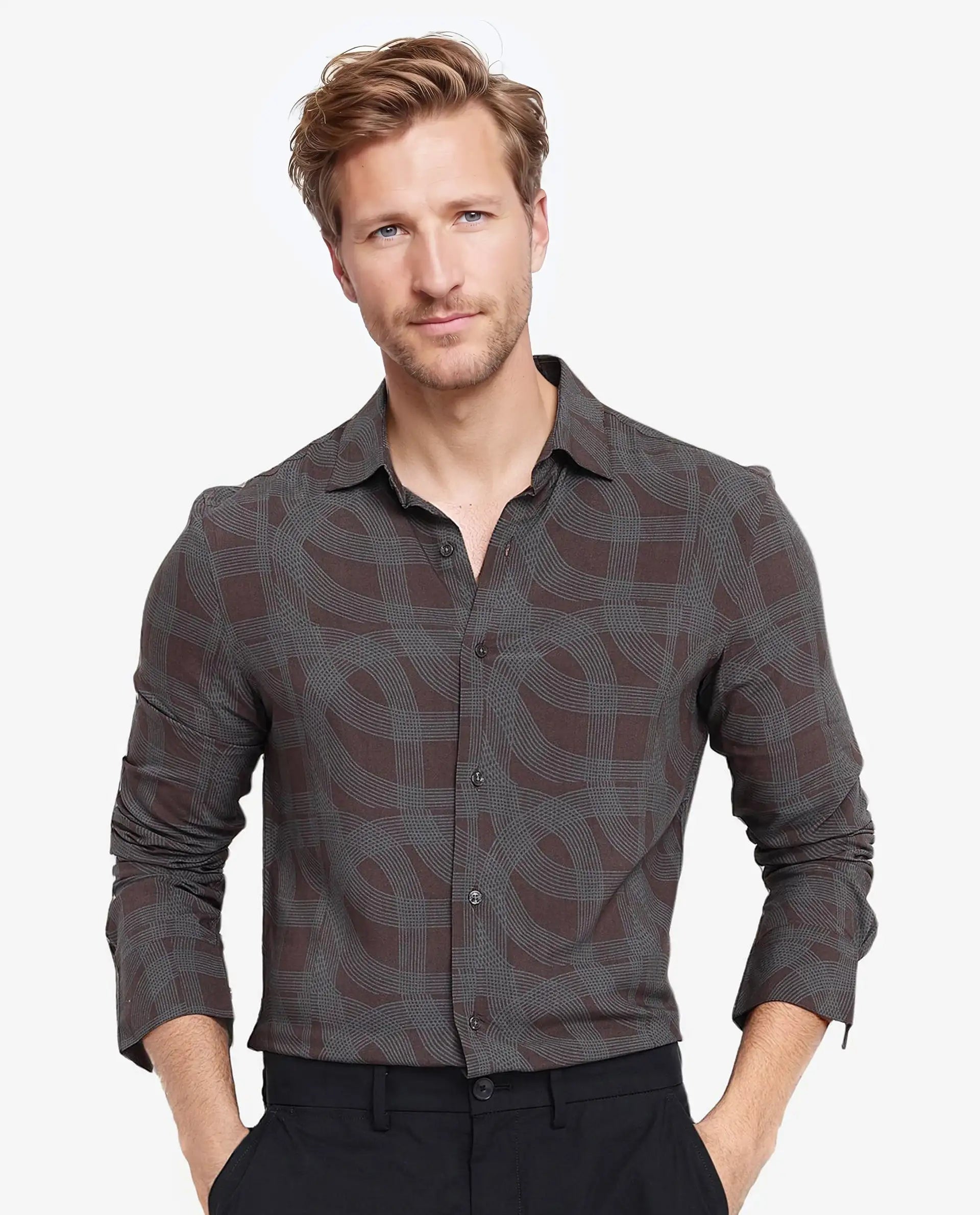 Men's Slim-Fit Shirts for a Flattering ShapeRare Rabbit Men Fiskur Dark Brown Full Sleeve Button Closure Regular Fit Geometric Print Shirt Men's Slim-Fit Shirts for a Flattering ShapeRare Rabbit Men Fiskur Dark Brown Full Sleeve Button Closure Regular Fit Geometric Print Shirt