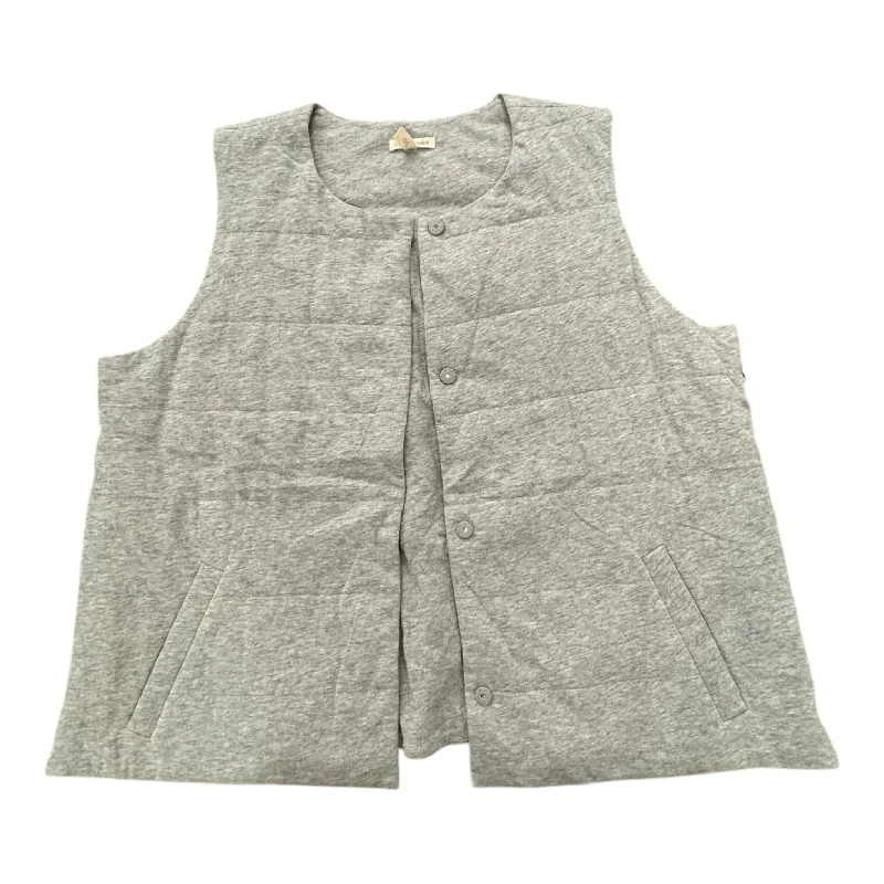 Casual Men's Bomber JacketsVest Designer By Eileen Fisher In Grey, Size: Xl