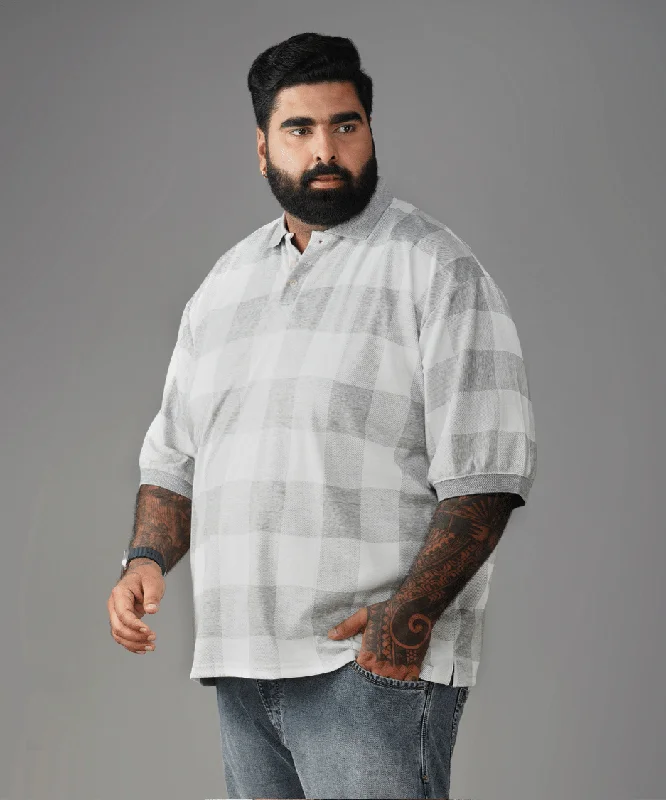 Layered Men's VestsGrey Checkered Premium Polo T-shirt