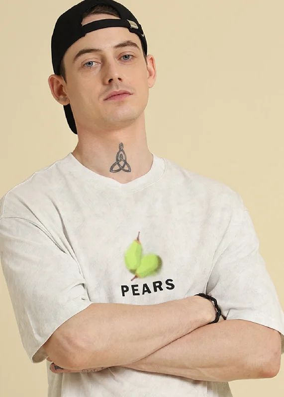 Men's Shirts with Patchwork PatternsPear Gradient Off White Oversized T-Shirt