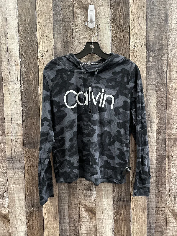 Comfortable Men's Fleece HoodiesAthletic Sweatshirt Hoodie By Calvin Klein In Camouflage Print, Size: M