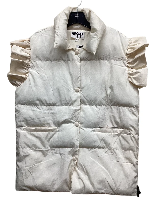Men's Coats with Multi-Pocket DesignVest Puffer & Quilted By Clothes Mentor In Cream, Size: M