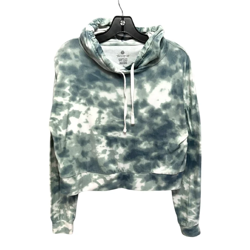 Cool Men's Graphic HoodiesSweatshirt Hoodie By SO In Blue & Green, Size: M