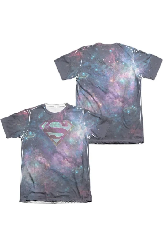 Men's Shirts with Lace-Up HemlinesSuperman Spaced Out Logo (Front/Back Print) Adult Poly/Cotton Short Sleeve Tee / T-Shirt Men's Shirts with Lace-Up HemlinesSuperman Spaced Out Logo (Front/Back Print) Adult Poly/Cotton Short Sleeve Tee / T-Shirt