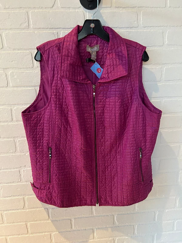 Men's Coats with Fur TrimVest Puffer & Quilted By Chicos In Pink, Size: Xl