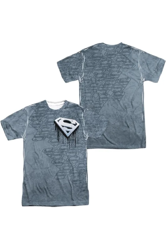 Men's Shirts with Wrinkle-Resistant FabricSuperman Drip And Repeat (Front/Back Print) Short Sleeve Adult 100% Poly Crew Tee / T-Shirt