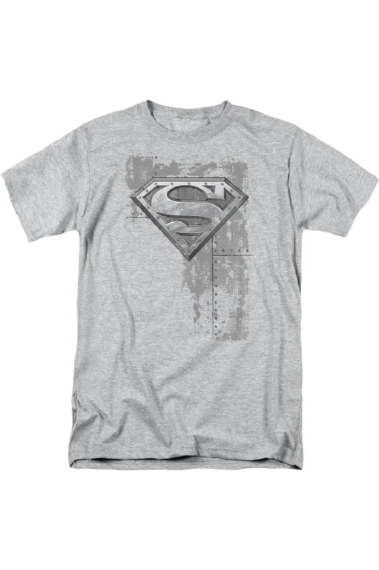 Men's Shirts with Chest PocketsSuperman Riveted Metal Short Sleeve Adult Tee / T-Shirt Men's Shirts with Chest PocketsSuperman Riveted Metal Short Sleeve Adult Tee / T-Shirt