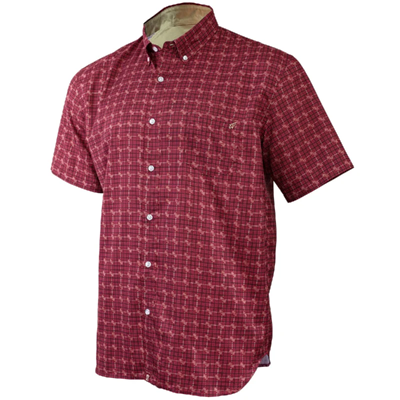 Men's Shirts for HuntingCollege Plaids Men's FSU Short Sleeve Button-Up Shirt with Embroidered Spear Logo - Garnet Men's Shirts for HuntingCollege Plaids Men's FSU Short Sleeve Button-Up Shirt with Embroidered Spear Logo - Garnet