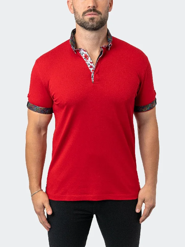 Warm Men's Fleece-Lined TopsPolo MozartSolid 32 Red
