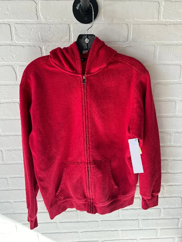 Stylish Men's Designer HoodiesSweatshirt Hoodie By Lands End In Red, Size: S