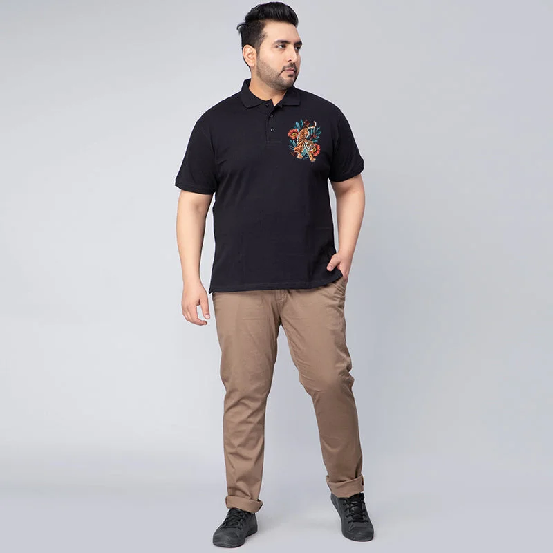 Men's Shirts with Adjustable HemlinesRoaring Tiger Plus Size Polo T-shirt