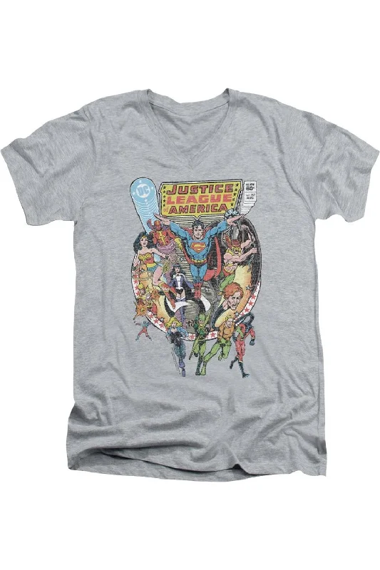 Men's Shirts with Graphic PrintsJustice League of America Team Up Short Sleeve Adult V Neck Premium Cotton Tee / T-Shirt Men's Shirts with Graphic PrintsJustice League of America Team Up Short Sleeve Adult V Neck Premium Cotton Tee / T-Shirt