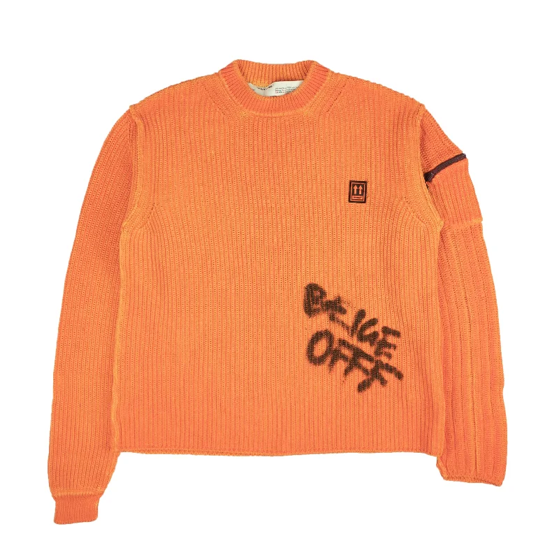 Athletic Men's Performance SweatersOrange Ribbed Graffiti Sweater