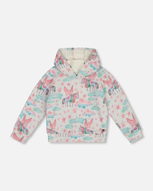 Men's Sweaters with Fold-Over CuffsPrinted Shiny French Terry Hoodie Gray Mix Printed Unicorn Men's Sweaters with Fold-Over CuffsPrinted Shiny French Terry Hoodie Gray Mix Printed Unicorn